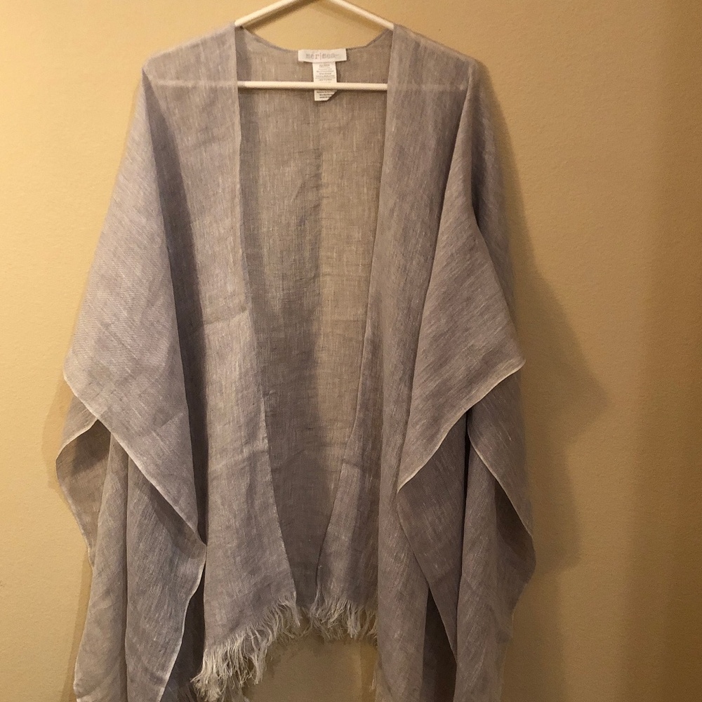 Gray and white shawl wrap